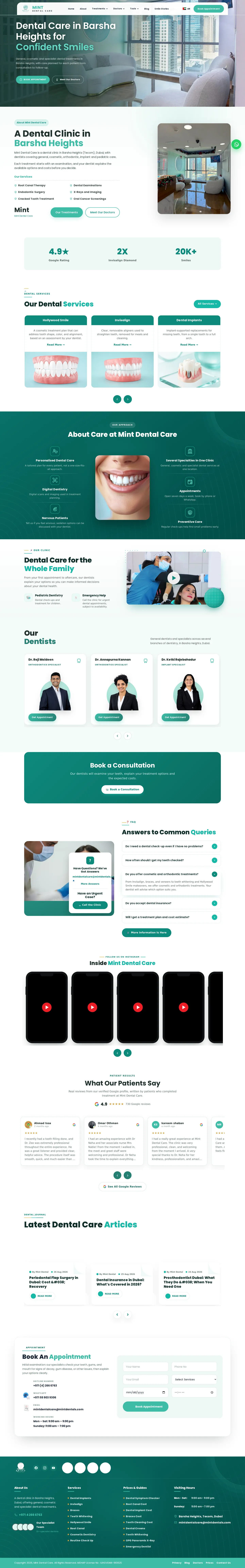 Mint Dental Care — عيادة أسنان في دبي: الصفحة الرئيسية كاملة على الكمبيوتر
